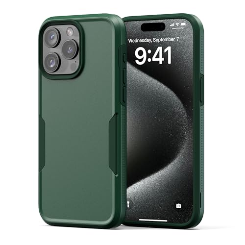 NTG [2023 Upgrade Stoßfest für iPhone 15 Pro Max Hülle, Militärschutz Harter Schutzhülle Schlanke handyhülle iPhone 15 Pro Max(6,7 Zoll), Mitternachtsgrün von NTG