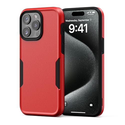 NTG [2023 Upgrade Stoßfest für iPhone 15 Pro Max Hülle, Militärschutz Harter Schutzhülle Schlanke handyhülle iPhone 15 Pro Max(6,7 Zoll), Rot von NTG