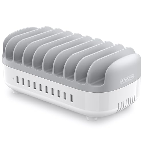 NTONPOWER 10 Port Tablet Ladestation 120 Watt Multi USB Ladestation mit Automatischer leiser Kühlkörper, für Handys Smartphones Tablets, Grau NTONPOWER 10 Port Tablet Ladestation 120 Watt Multi USB Ladestation mit Automatischer leiser Kühlkörper, für Handys Smartphones Tablets, Grau von NTONPOWER
