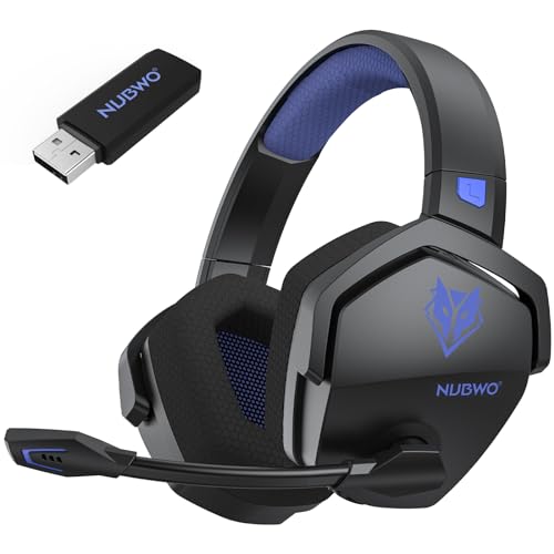 NUBWO G06 Wireless Gaming Headset für PS5, PS4, PC, Rauschunterdrückung über Ohr-Gaming-Kopfhörer mit Mikrofon, 100+ Stündige Wireless-Blue von NUBWO