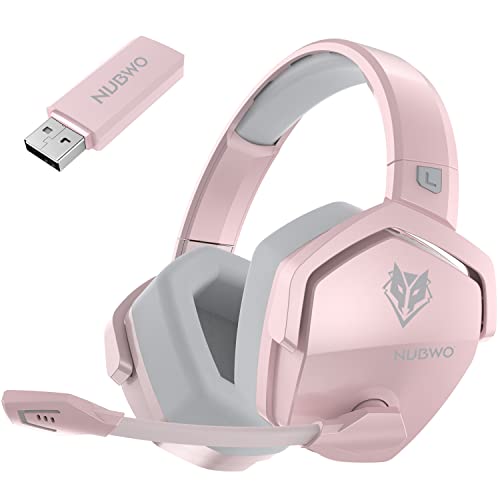 NUBWO G06 Wireless Gaming Headset für PS5, PS4, PC, Rauschunterdrückung über Ohr-Gaming-Kopfhörer mit Mikrofon, 17+ Stündige Wireless-Nutzun Pink von NUBWO