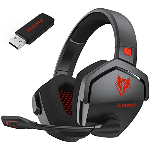 NUBWO G06 Dual Wireless Gaming Headset mit Mikrofon für PS5, PS4, PC, Mobile: 2.4 GHz Wireless + Bluetooth - 100 Stunden - 50mm -Treiber - Rot von NUBWO