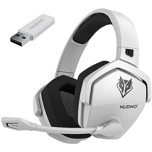 NUBWO G06 Wireless Gaming Headset für PS5, PS4, PC, Rauschunterdrückung über Ohr-Gaming-Kopfhörer mit Mikrofon, 17+ Stündige Wireless-Nutzung weiß von NUBWO