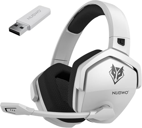 NUBWO G06 Dual Wireless Gaming Headset mit Mikrofon für PS5, PS4, PC, Mobile: 2.4 GHz Wireless + Bluetooth - 100 Stunden - 50mm -Treiber - Weiß von NUBWO
