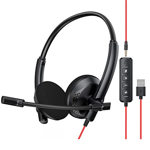 NUBWO HW03 Kabelgebundenes Headset, USB/3,5 mm Computer-Headset, On-Ear, mit Geräuschunterdrückungs-Mikrofon, Inline-Steuerung für PC, Mac, für Büro, Klassenzimmer, leicht und vielseitig einsetzbar von NUBWO