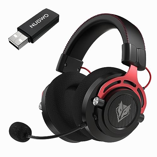 NUBWO Wireless Gaming Headset mit Mikrofon für PS5 PS4 PC, 2.4G USB Wireless Headphone Kopfhörer mit Noise Cancelling Mikrofon für Computer, Laptop, Over Ear von NUBWO