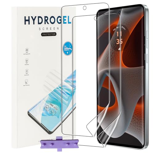 NUCNOK 2 Stück Schutzfolie für Motorola Edge 50/Moto G85/Edge 50 Pro/Edge 50 Fusion/Edge 50 Ultra,Weiche Flexibilität Hydrogel Folie mit Positionierhilfe,Fingerabdruck-ID Unterstützen,Kratzfest von NUCNOK