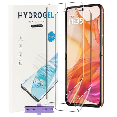 NUCNOK 2 Stück Schutzfolie für Motorola Moto Razr 50/Razr 50 Ultra,Weiche Flexibilität Hydrogel Folie mit Positionierhilfe,Fingerabdruck-ID Unterstützen,Kratzfest Keine Blasen von NUCNOK
