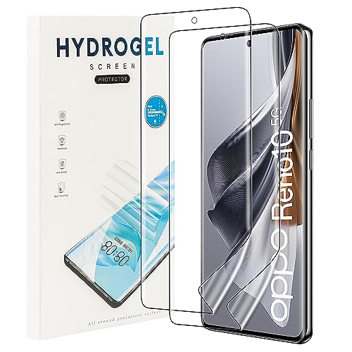 NUCNOK 2 Stück Schutzfolie für Oppo Reno 10/Reno 10 Pro 5G,Weiche Flexibilität Hydrogel Folie mit Positionierhilfe,Fingerabdruck-ID Unterstützen,Kratzfest Keine Blasen von NUCNOK