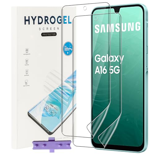 NUCNOK 2 Stück Schutzfolie für Samsung Galaxy A16,Weiche Flexibilität Hydrogel Folie mit Positionierhilfe,Fingerabdruck-ID Unterstützen,Kratzfest Keine Blasen von NUCNOK