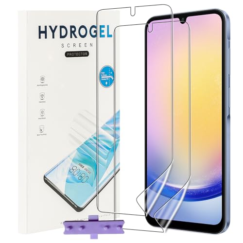 NUCNOK 2 Stück Schutzfolie für Samsung Galaxy A25,Weiche Flexibilität Hydrogel Folie mit Positionierhilfe,Fingerabdruck-ID Unterstützen,Kratzfest Keine Blasen von NUCNOK