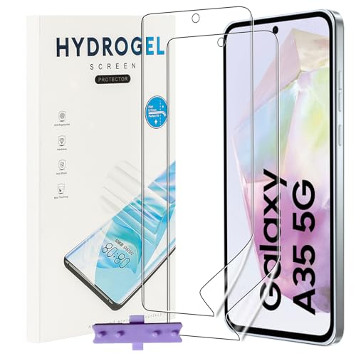 NUCNOK 2 Stück Schutzfolie für Samsung Galaxy A35,Weiche Flexibilität Hydrogel Folie mit Positionierhilfe,Fingerabdruck-ID Unterstützen,Kratzfest Keine Blasen von NUCNOK