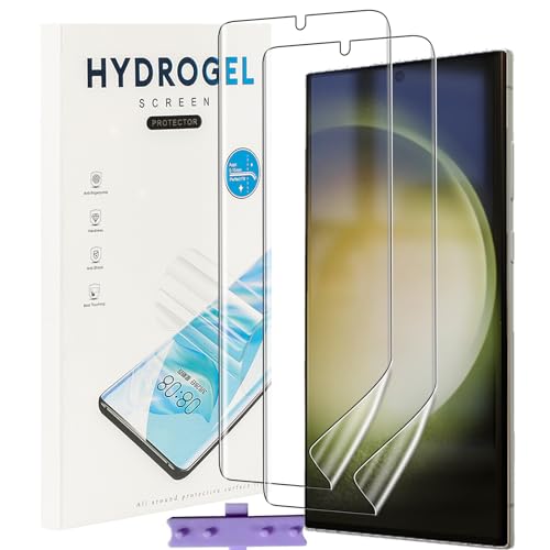 NUCNOK 2 Stück Schutzfolie für Samsung Galaxy S23 Ultra,Weiche Flexibilität Hydrogel Folie mit Positionierhilfe,Fingerabdruck-ID Unterstützen,Kratzfest Keine Blasen von NUCNOK