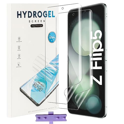 NUCNOK 2 Stück Schutzfolie für Samsung Galaxy Z Flip 6/Flip 5,Weiche Flexibilität Hydrogel Folie mit Positionierhilfe,Fingerabdruck-ID Unterstützen,Kratzfest Keine Blasen von NUCNOK