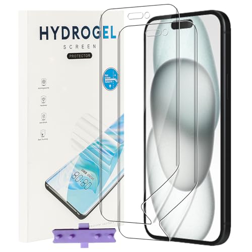 NUCNOK 2 Stück Schutzfolie für iPhone 16 Plus,Weiche Flexibilität Hydrogel Folie mit Positionierhilfe,Fingerabdruck-ID Unterstützen,Kratzfest Keine Blasen von NUCNOK