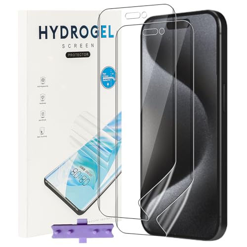 NUCNOK 2 Stück Schutzfolie für iPhone 16 Pro,Weiche Flexibilität Hydrogel Folie mit Positionierhilfe,Fingerabdruck-ID Unterstützen,Kratzfest Keine Blasen von NUCNOK
