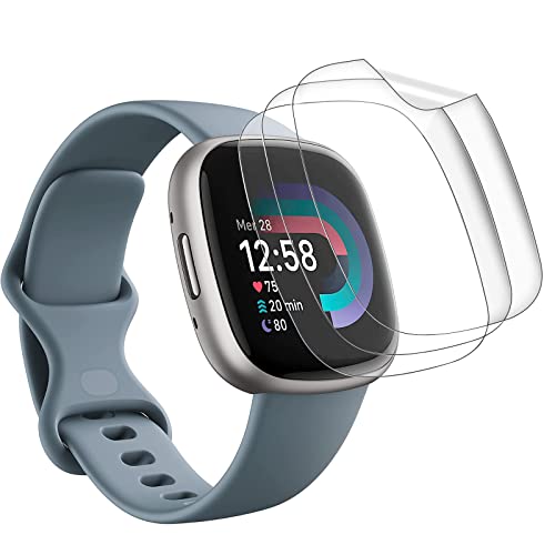 NUCNOK [3 Stück Schutzfolie für Fitbit Versa 4/Fitbit Sense 2, Klar HD Weich Hydrogel Folie, Volle Abdeckung, Blasenfreie, Kratzfest,Anti-Fingerprint, 3D Full Cover Displayschutzfolie von NUCNOK