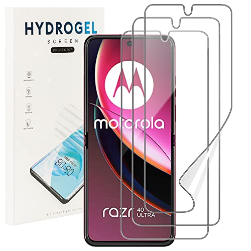 NUCNOK 3 Stück Schutzfolie für Motorola Razr 40 Ultra,Weiche Flexibilität Hydrogel Folie mit Positionierhilfe,Fingerabdruck-ID Unterstützen,Kratzfest Keine Blasen von NUCNOK