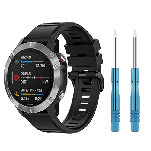 NUCNOK Armband für Garmin Fenix 6X/7X,26mm Weiches Silikon Armband Ersatzarmband für Garmin Fenix 6X/7X,Atmungsaktiv,Wasserdicht,Schweißfest(Schwarz) von NUCNOK