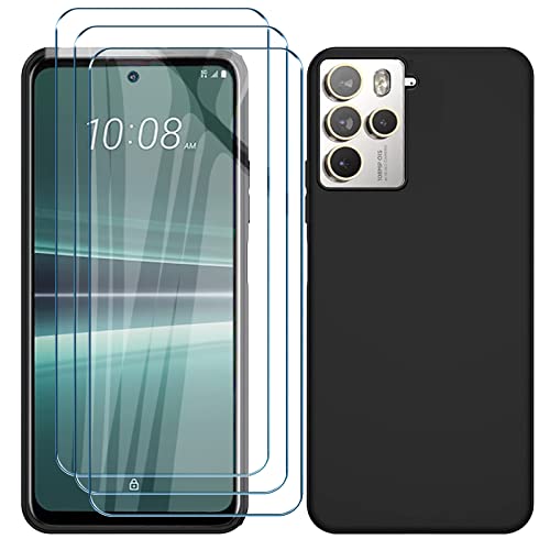 NUCNOK Hülle für HTC U23 Pro Handyhülle + [3 Stück] Schutzfolie Displayschutzfolie,Slim TPU Ultra-Dünne Weiche Silikon Schutzhülle,[Fallschutz rutschfest Anti-Kratzer] (Schwarz) von NUCNOK