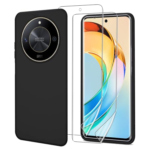 NUCNOK Hülle für Honor Magic 6 Lite Handyhülle + [2 Stück] Schutzfolie Hydrogel,TPU Ultra-Dünne Weiche Silikon Schutzhülle Case [Fallschutz rutschfest Anti-Kratzer] Schwarz von NUCNOK