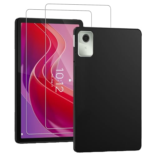 NUCNOK Hülle für Lenovo Tab M11 + [2 Stück] Schutzfolie Displayschutzfolie,Slim TPU Ultra-Dünne Weiche Silikon Schutzhülle,[Fallschutz rutschfest Anti-Kratzer] (Schwarz) von NUCNOK