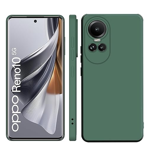 NUCNOK Hülle für Oppo Reno 10/Reno 10 Pro 5G Handyhülle,Slim TPU Ultra-Dünne Weiche Silikon Schutzhülle [Kameraschutz und Bildschirmschutz] [Fallschutz rutschfest Anti-Kratzer] (Grün) von NUCNOK