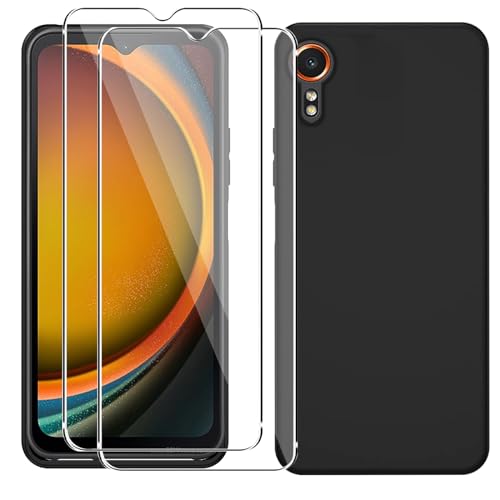 NUCNOK Hülle für Samsung Galaxy Xcover 7 Handyhülle + [2 Stück] Schutzfolie Displayschutzfolie,Slim TPU Ultra-Dünne Weiche Silikon Schutzhülle,[Fallschutz rutschfest Anti-Kratzer] (Schwarz) von NUCNOK