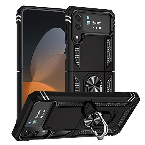 NUCNOK Hülle für Samsung Galaxy Z Flip 4 5G,Militärischer Handyhülle Stoßfest Kratzfest Schutzhülle mit Metall Ständer,Dünne Weiche TPU & PC Case von NUCNOK