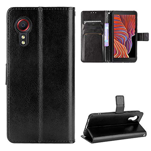 NUCNOK Leder Hülle für Samsung Galaxy Xcover 7,Handyhülle Standfunktion Kartenfach Premium Leder Schutzhülle mit Tasche Brieftasche Magnetverschluss Case Stoßfeste Klapphülle,Schwarz von NUCNOK