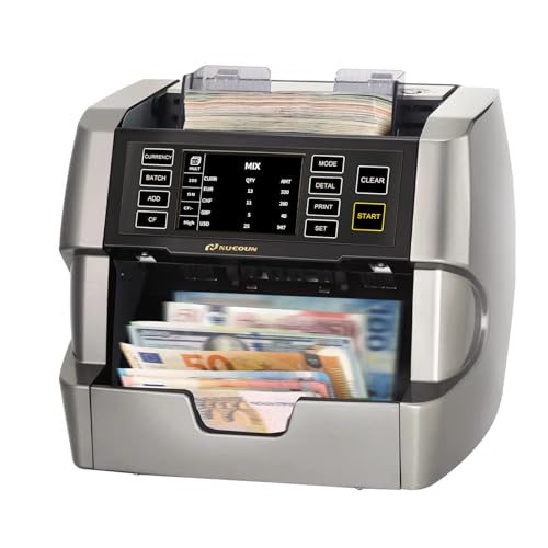 NUCOUN VC-7-E Geldzählmaschine für gemischte Geldscheine - Banknotenzähler - Geldzähler - Doppelt CIS/UV/IR/MG/MT-Fälschungserkennung - Seriennummernberichten - Drucker aktiviert von NUCOUN