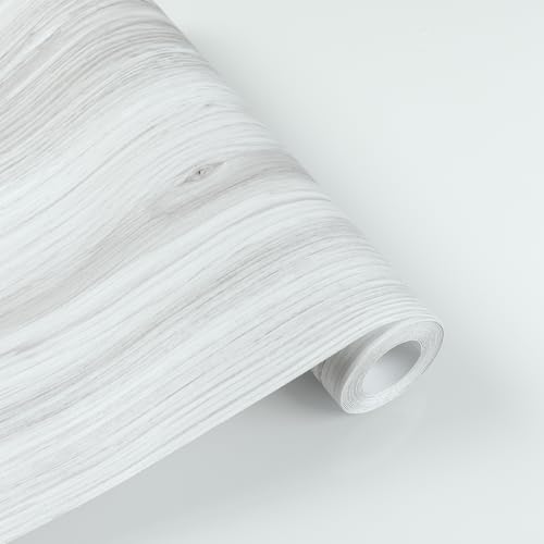 PVC Bodenbelag Selbstklebend Vinylboden Selbstklebende Fliesen Vinyl Holzoptik Bodenaufkleber Meterware Wasserdicht Verschleißfest für Küche Wohnzimmer Badezimmer weiße Holz 30X1000cm von NUFLR