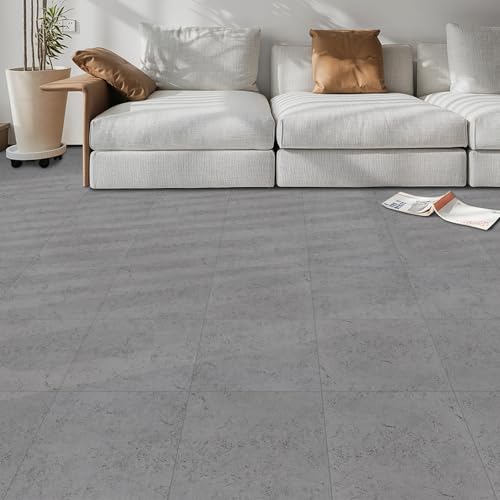 Vinylboden Selbstklebend PVC Bodenbelag Selbstklebende Vinyl-Fliesen, Wasserdicht Verschleißfest Geeignet, für Badezimmer Küche Wohnzimmer Schlafzimmer Grau Marmor 30x30cm 20pcs von NUFLR