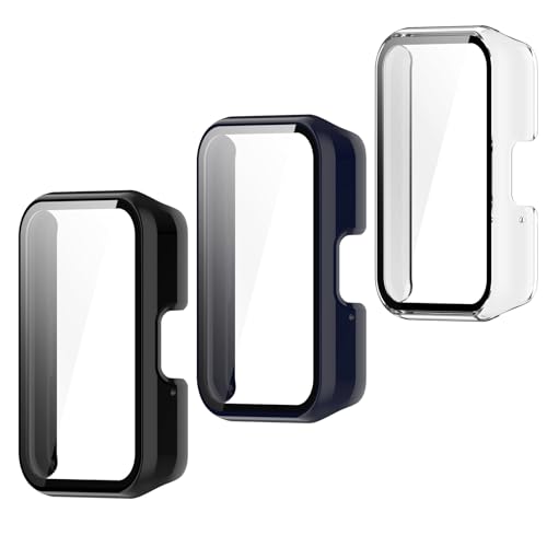 All-in-One-Folien-Schutzhülle für Samsung Galaxy Fit 3, kratzfest, glänzende Schutzhülle mit Displayschutzfolie (transparent + schwarz + blau), 3 Stück von NUHFUFA