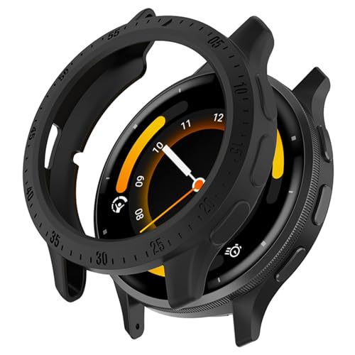 NUHFUFA Half-Wrap Skelett abgestufte Rüstung Uhrengehäuse für Garmin Venu 3, leichte wasserdichte Schutzhülle für Smartwatch-Zubehör (schwarz) von NUHFUFA