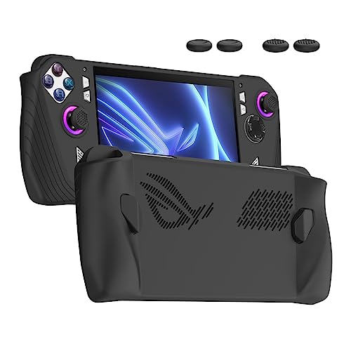 NUHFUFA Schutzhülle für ASUS Rog Ally 7 Zoll Handheld 2023, Rundum-Silikon-Schutzhülle mit Tastenkappen, kratzfest, bequeme Handgriffe, Schwarz von NUHFUFA