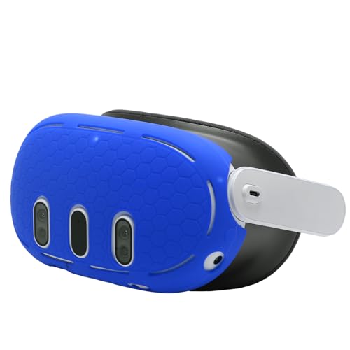 NUHFUFA Silikon-Schutzhülle für Quest 3, VR-Headset, VR-Zubehör, Anti-Staub, kratzfest, kompatibel mit Quest 3 Front-Kopfhörer (blau), (EVVG432E) von NUHFUFA