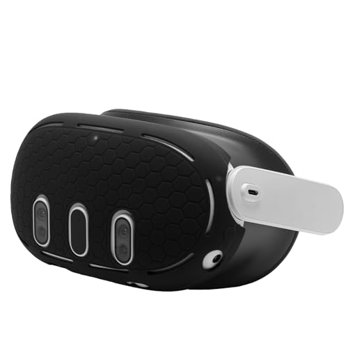 NUHFUFA Silikon-Schutzhülle für Quest 3, VR Headset Schutzhülle VR Zubehör Anti-Staub Anti-Kratzer Kompatibel mit Quest 3 Front Headset (Schwarz) von NUHFUFA