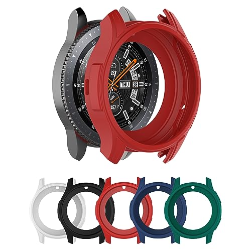 NUHFUFA Silikon-Schutzhülle für Samsung Galaxy Watch 46 mm SM-R800 & Gear S3 Frontie Smartwatch, weich, hautpflegend, Rot von NUHFUFA