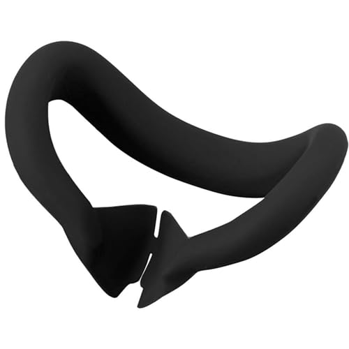 NUHFUFA VR-Headset-Silikon-Gesichtsabdeckung, kompatibel mit Quest 3, V-förmiges Gesichts-Schnittstellen-Pad, Anti-Auslauf-Nasenpad, schweißfest und waschbar, VR Quest 3 Zubehör (schwarz) von NUHFUFA