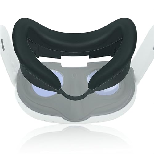 NUHFUFA VR-Headset aus Silikon, Gesichtsschnittstelle kompatibel mit Quest 3, V-förmiges Gesichtsabdeckung, rutschfest, weich und bequem, AR-Zubehör (schwarz) von NUHFUFA