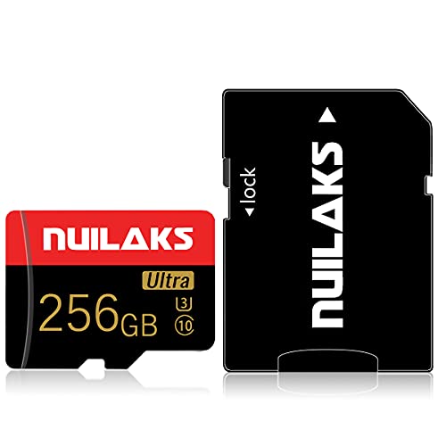 256 GB Micro-SD-Karte mit SD-Kartenadapter, Klasse 10, TF-Speicherkarte, High-Speed-Speicherkarte für Smartphone, Kamera, PC, Mac (256 GB) von NUILAKS