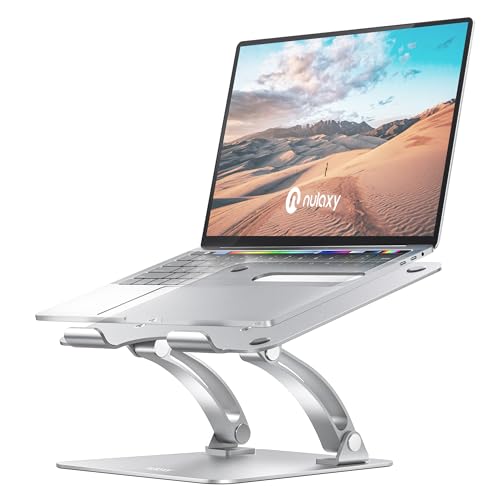 NULAXY Laptop Ständer, Höhenverstellbarer Belüfteter Laptop Halterung, Aluminium Notebook Ständer Kompatibel mit alle 10-17" Notebooks: MacBook Pro/Air, Dell, Samsung, Acer und Huawei - Silber von NULAXY