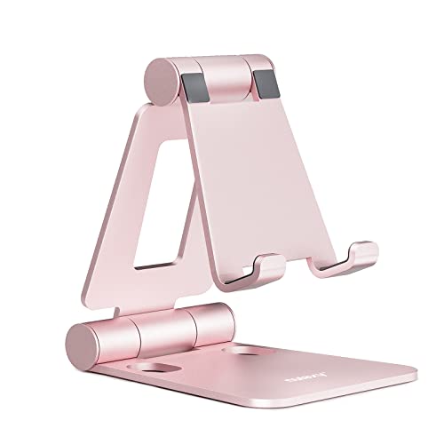 NULAXY Verstellbar Handy Ständer Tisch, Faltbarer Handy Halterung Aluminium Einstellbar Phone Halter für Schreibtisch Kompatibel mit iPhone 16 15 14 13 12 11 Pro Xs Xr X 8, Huawei, Galaxy, Alle Handys von Nulaxy