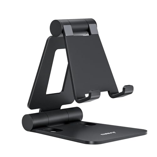 NULAXY Verstellbar Handy Ständer Tisch, Faltbarer Handy Halterung Aluminium Einstellbar Handyhalter Schreibtisch Kompatibel mit iPhone 16 15 14 13 12 Pro Max Xr Xs X 8, Huawei, Galaxy,alle Smartphones von NULAXY