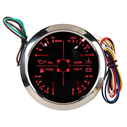 Multifunktionales 4in1 85mm Messgerät für Kraftstoffstand, Öldruck, Wassertemperatur und Spannung - Universal einsetzbar für Auto, Wohnmobil, Boot und Motorrad Multifunktionales 4in1 85mm Messgerät für Kraftstoffstand, Öldruck, Wassertemperatur und Spannung - Universal einsetzbar für Auto, Wohnmobil, Boot und Motorrad von NUMNBE