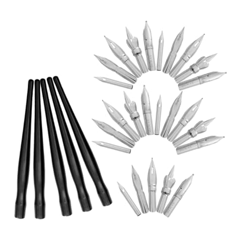 NUOBESTY 1 Satz Bleistift Ersatz-kalligrafiefedern Stiftspitzen Für Kalligraphiestifte Ersatzspitzen Für Tauchstifte Zeichenstift-tauchfedern Kalligraphie-dip-federn Black Plastik von NUOBESTY