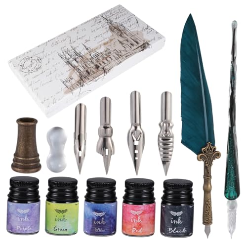 NUOBESTY 1 Set Mode Schreibwerkzeuge Kupfer Einzigartige Tinte Stift Glas Navy Kristall Unterschrift Stift Kit Vintage Dip Pen NUOBESTY 1 Set Mode Schreibwerkzeuge Kupfer Einzigartige Tinte Stift Glas Navy Kristall Unterschrift Stift Kit Vintage Dip Pen von NUOBESTY