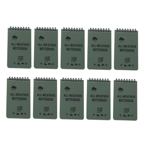 NUOBESTY 10 Stück Tragbares Taschennotizbuch Spiralblock klein Outdoor-Spiralnotizbuch Wasserdichtes Mini-Notebook wetterfestes Notizbuch wasserfestes Papier Green von NUOBESTY