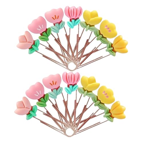 NUOBESTY 14 Stück Blumen Büroklammer Lesezeichen Büroklammern Metall Lesezeichen Clips Papier Lesezeichen Für Mädchen Lesezeichen Metall Lesezeichen Büroklammer von NUOBESTY